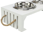 Trixie Be Nordic Set Voerbak / Waterbak Hout / Rvs Wit