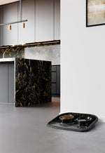 Savic Butler Voerbak En Drinkbak Met Plateau Marble Zwart / Goud