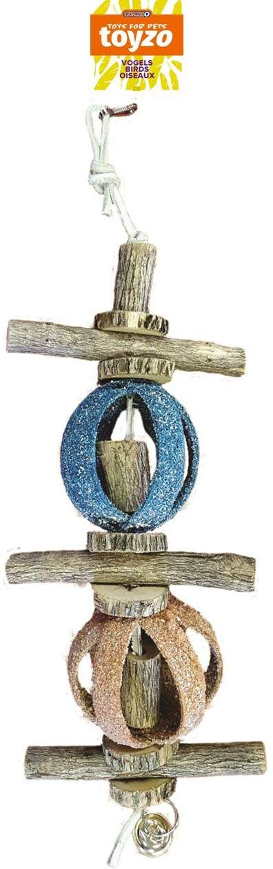 BT3024 DUBBEL CIRCUS BAL+HOUT VOOR PAPEGAAI 35CM