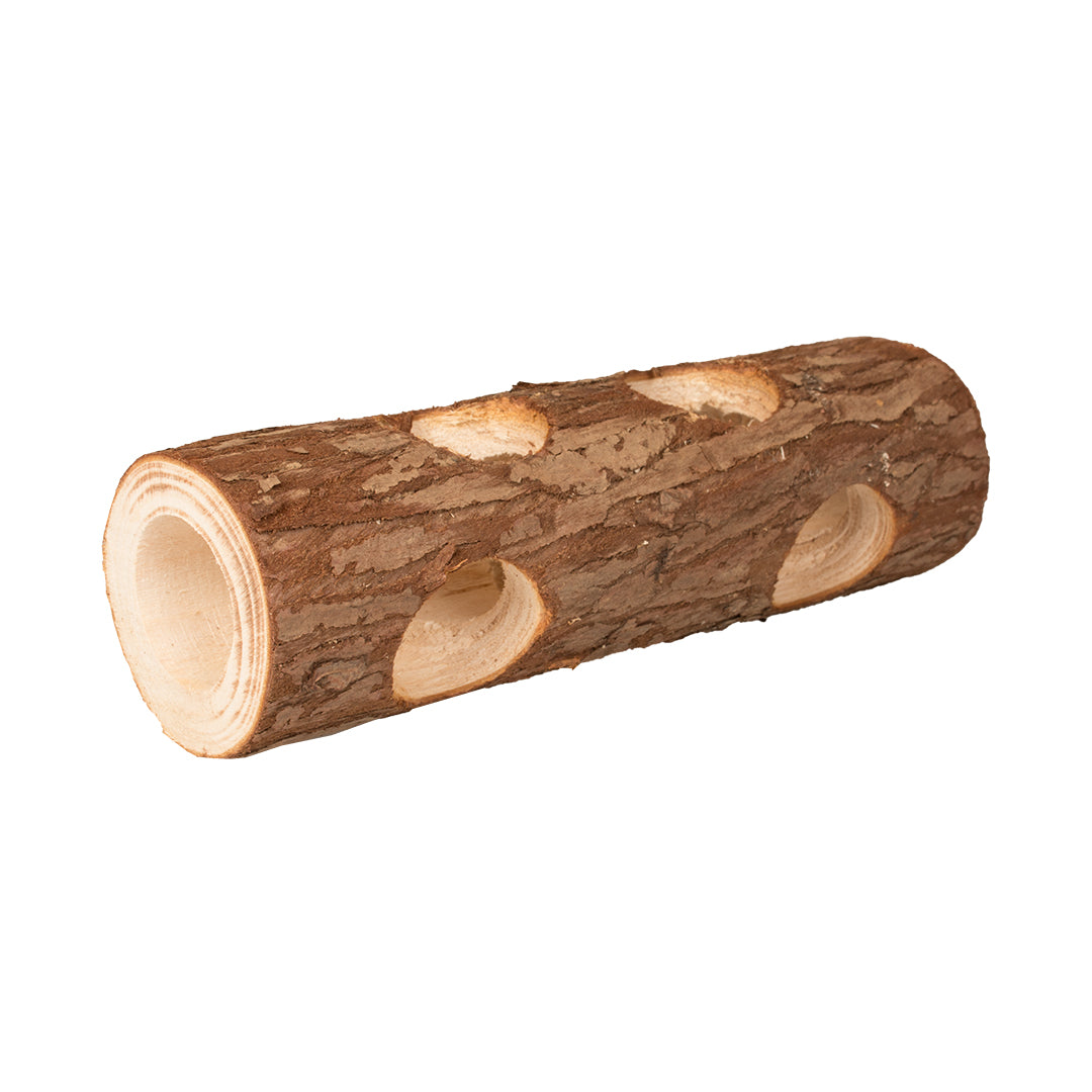 Houten boomstronk knaagdierspeeltje